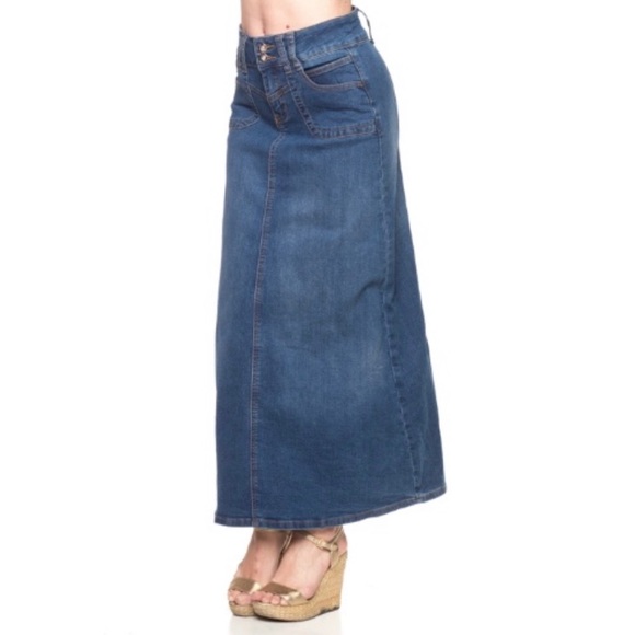 A line Maxi Denim Skirt - Picture 2 of 7